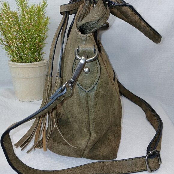 BEUNO SHOULDER BAG, DARK OLIVE GREEN, LEATHER, MULTIPLE POCKETS, GREAT CONDITION - Picture 8 of 10